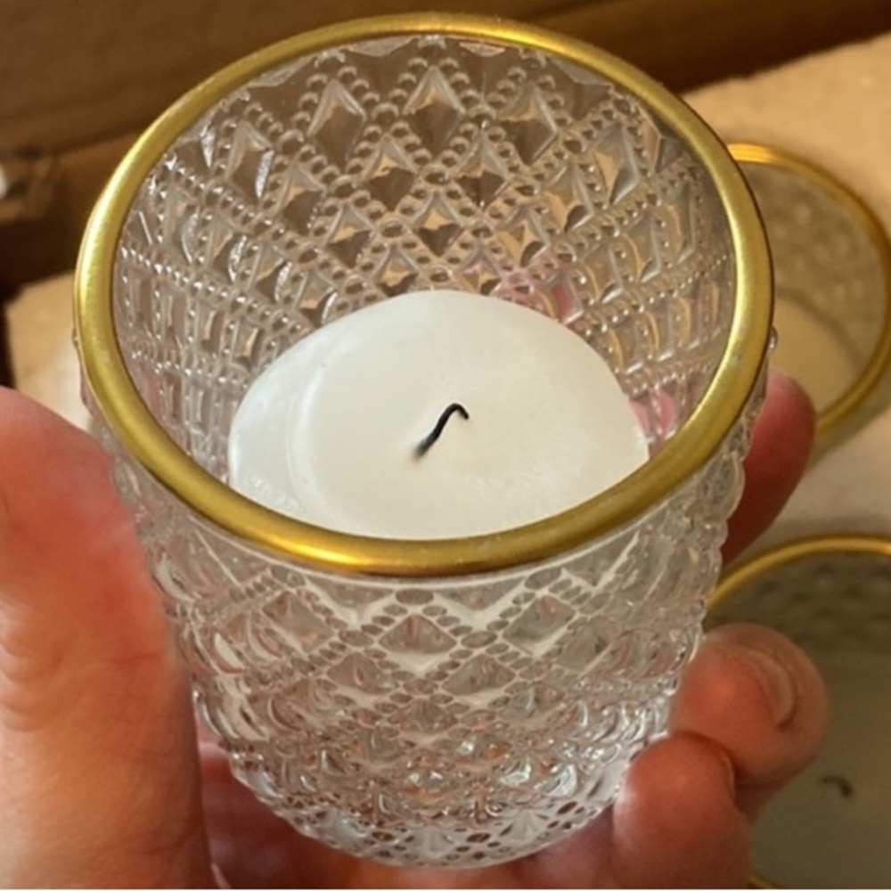 Set of 9 Gold Votive Candle Holders